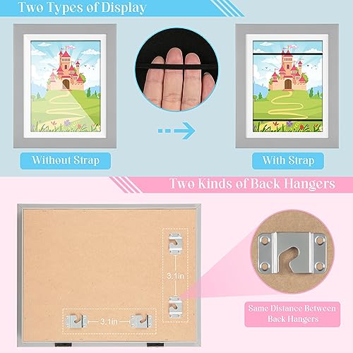 Image of [2-Pack] Kids Art Frames, 10x12.5 Front Opening Kids Artwork Frames Changeable, Gray Artwork Display Storage Frame for Wall, Holds 50 Pcs, for 3D Picture, Crafts, Children Drawing, Hanging Art,