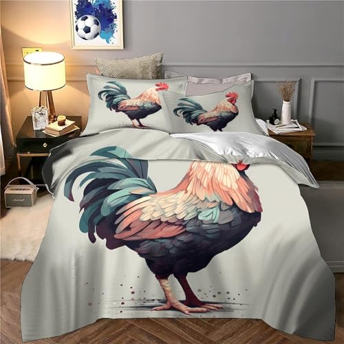 Housse de couette coq parure lit microfibre douce fermeture éclair