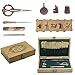 NOTIONSLAND Nähset, Holz Aufbewahrungsboxen Stickschere Kit, mit Stickschere, Nadeletui, Ahle, Fingerhut, Einfädler zum Nähen, Kupfer