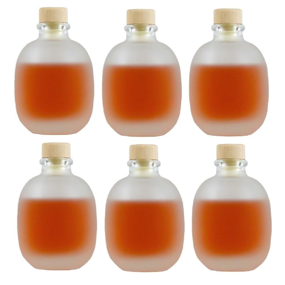 Bottiglie di Vetro con Tappi di Sughero, Set da 6 Bottiglie di Vetro vuote per Vino, Bottiglie di Vetro Trasparente Decorative con Tappi di Sughero per Olio, aceto, Schnapps,125ml