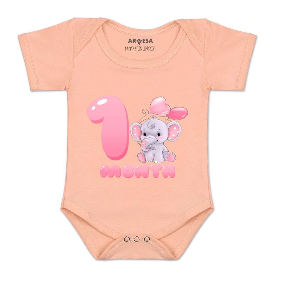 ARVESA One Month Baby Boy Dress & one month baby girl dress Monthly Milestone Style Birthday Unisex Cotton Lycra 1 month baby Boy dress, 1 month baby Girl dress