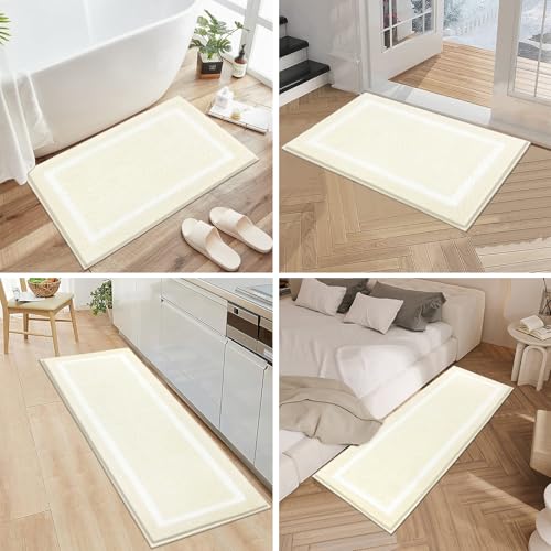 Pauwer 3 Piece Bathroom Shower Rug Set with U-Shaped Contour Toilet Mat, Absorbent Microfiber Plush Bath Mats, Non Slip, Machine Washable Shaggy Bathroom Floor Mats, Dusty Pink