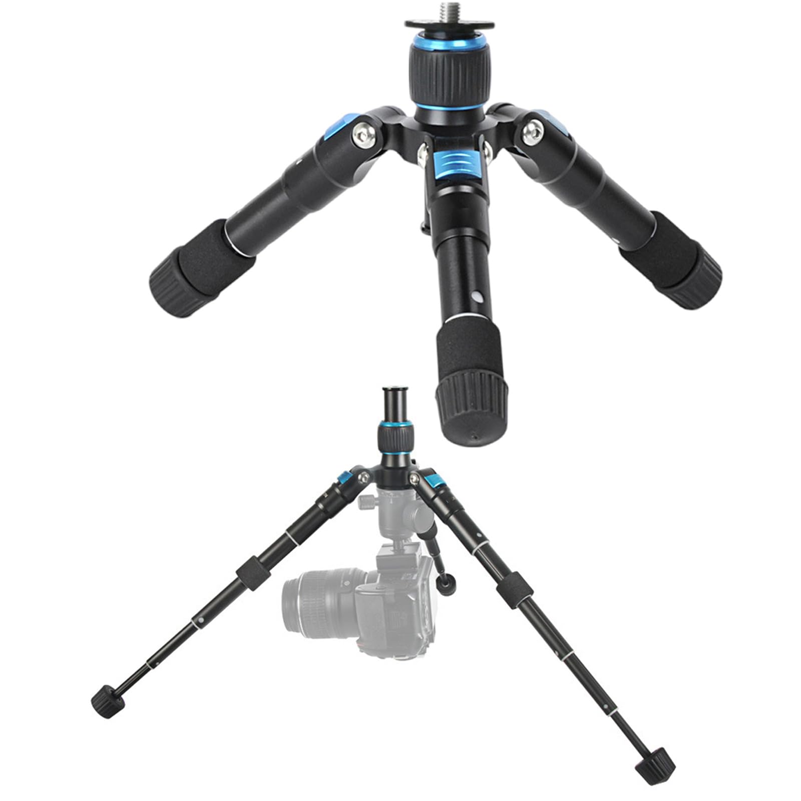 Treppiede da tavolo, monopiede pieghevole, in alluminio, regolabile in altezza, fino a 420 mm, capacità 5 kg per fotocamera DSLR, fotografia telefonica, treppiedi fotocamera DSLR, lega di alluminio