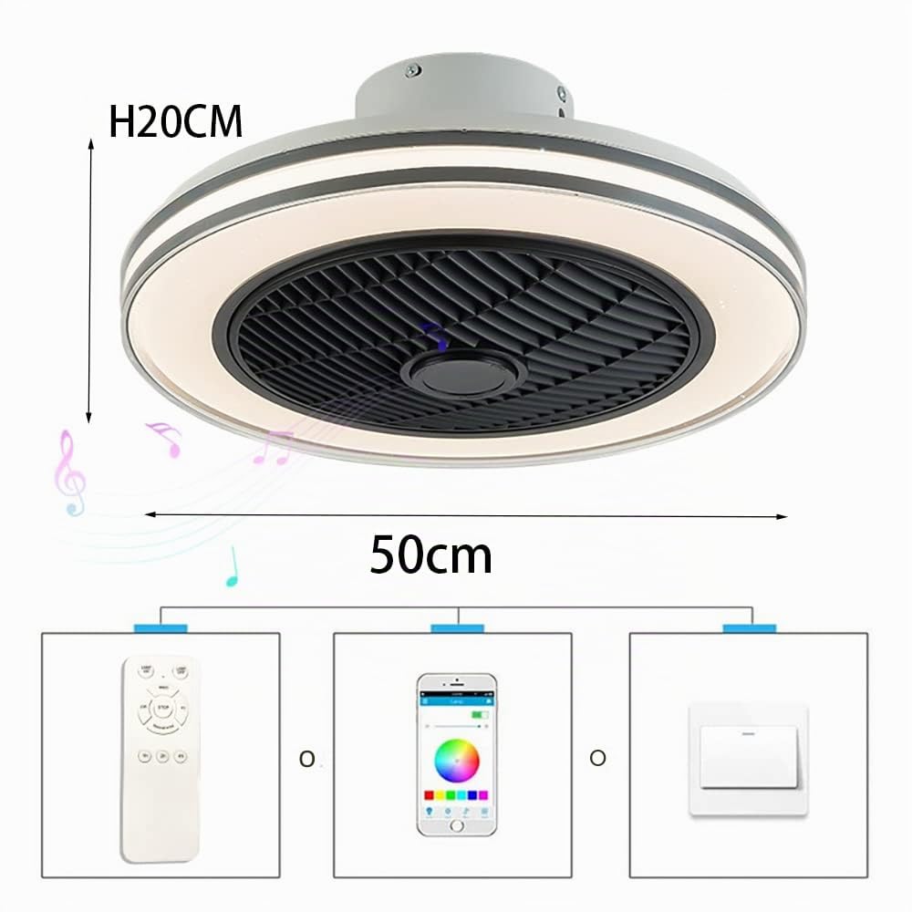 RGB Musicale Fan Plafoniera con Bluetooth Altoparlante Ventilatore da Soffitto con Luce e Telecomando Dimmerabile Silenzioso Lampada da Soffitto Bambini Soggiorno camera da letto Fan Illuminazione
