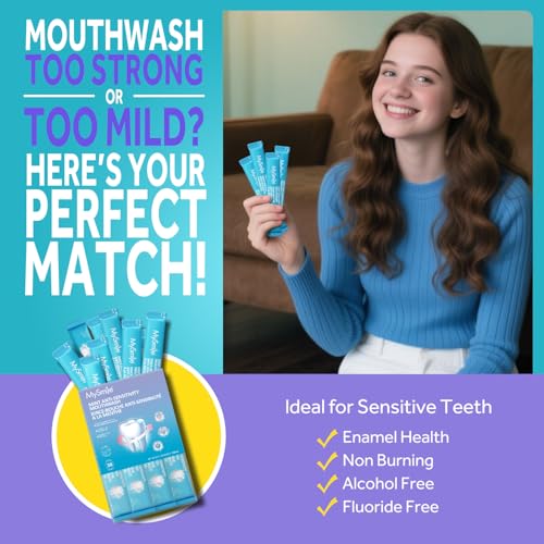 Image of MySmile Travel Mouthwash Alchohol Free, Mild Mint, 0.41 fl. oz x 15 Pack | Hydroxyapatite Oral Rinse Fluoride Free, Portable Individual Packets, Supports Gum Health, Freshens Breath