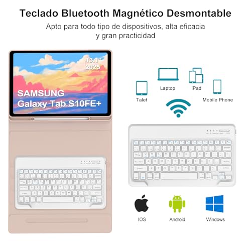 Funda con teclado para Samsung Galaxy Tab S10 FE+ 13.1 Bluetooth magnético español 3