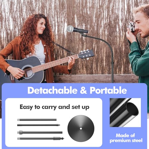 Oukmic Mic Stand, Microphone Stand Floor Detachable Gooseneck Universal Mic Mount With Heavy Compact Round Base thumb #5