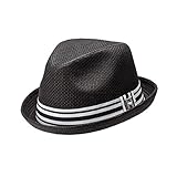 Peter Grimm Men's Depp Natural Straw Fedora, Black,XX-Large