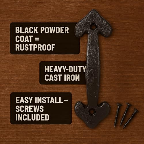 Image of 2-Pack 7 Inch Heart Barn Door Handle - Black Cast Iron Pull for Sliding Doors, Gates, Sheds, Fences, Closets - Indoor Outdoor Farmhouse Hardware