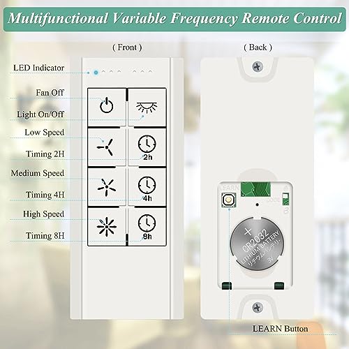 Image of White Smart WiFi Universal Ceiling Fan Remote Control & Wall Control Kit | 2-in-1 Design for 3-Speed Hunter Hampton Bay Harbor Breeze Ceiling Fans,Compatible with Alexa Google Phone APP