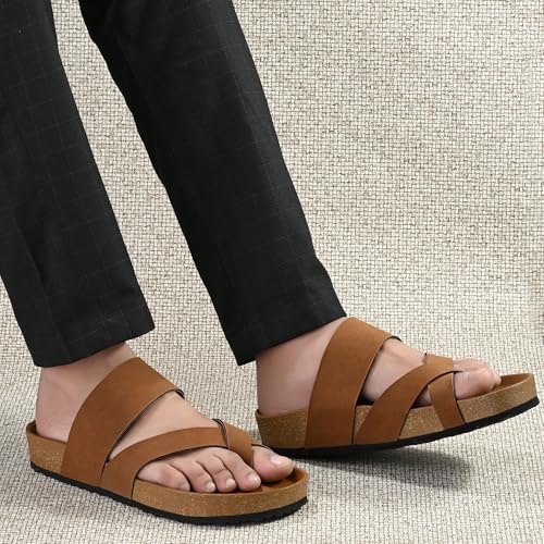 Image of Centrino Men's Berkin-Style Slip-On Sandals | Open Toe Design | Soft PU Footbed | Lightweight & Comfortable | Arch Support | On-Grip Sole | Casual Outdoor Wear (6864)