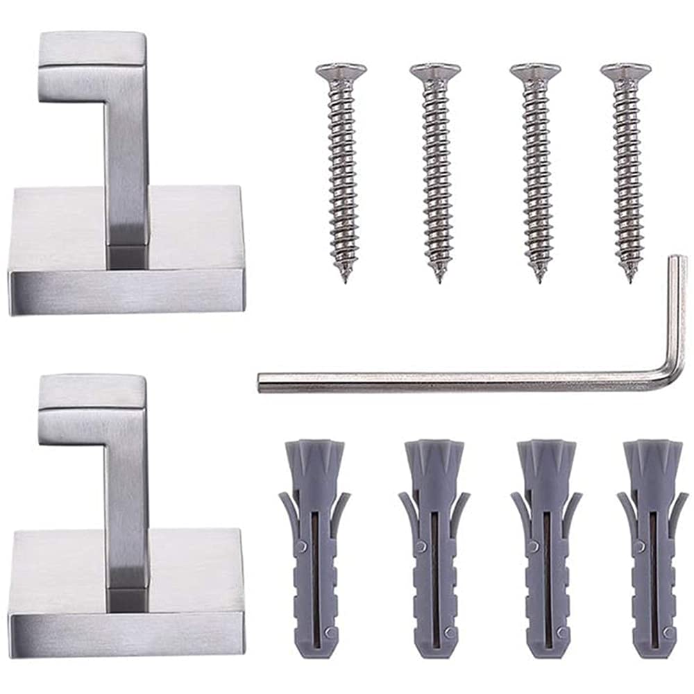 Kleiderhaken, Wandhaken, Multifunktionaler Haken, Badetuch, Edelstahl, Roben- und Kleiderhaken, strapazierfähig, quadratisch, an der Wand montiert, modern for Badezimmer, Küche (Color : Black, Size :