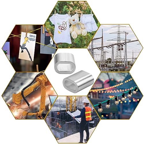 Aluminium Pressklemmen Alu Drahtseilklemme 4mm Aluminiumhülse Ovale Würgeklemmen 120 Stk Plomben Quetschhülsen Klemmhülsen Metallhülsen für Seile Draht Seilverbinder Stahlseil Drahtseil Kabel (Silber)