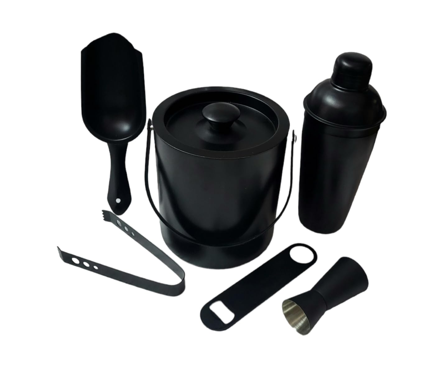 Proniks Stainless Steel Insulated Ice Bucket with Opener, Ice Tong,peg Measure, Ice Scope and with Cocktail Shaker|Keeps Ice Cold for 6 h|Great bar Tools for Home bar Accessories (of 1 Litre)