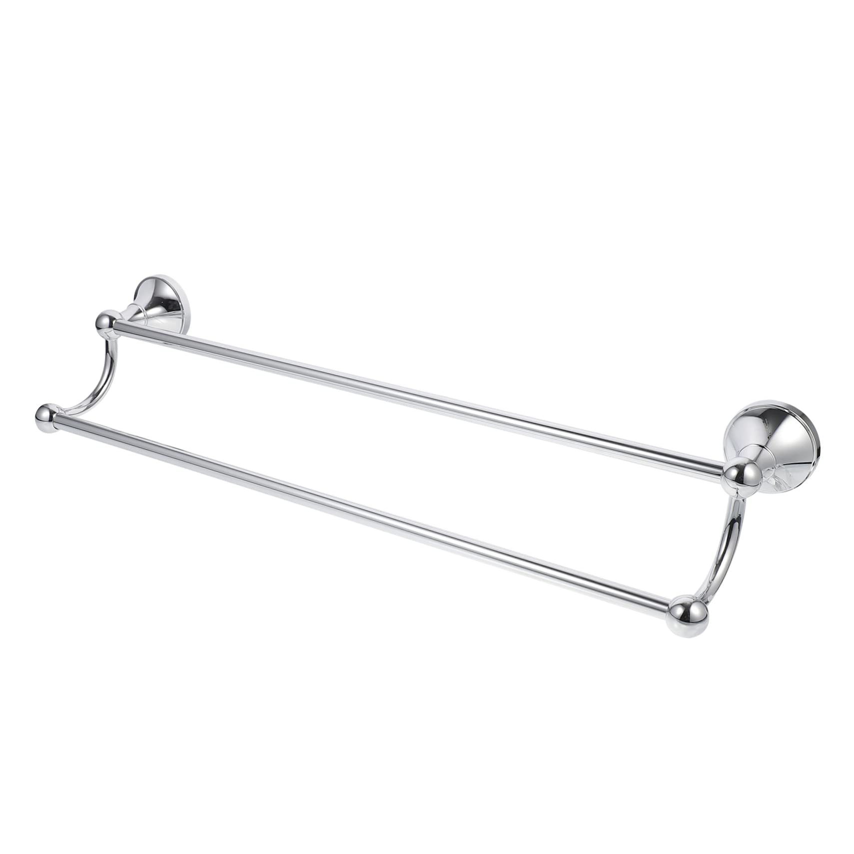 Porte-serviettes mural en laiton argenté 55 cm à double barre