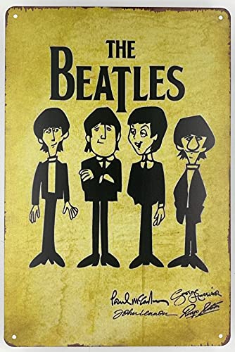 Plaque murale en métal | The Beatles Caricature Portrait 20,3 x 30,5 cm | Plaque décorative amusante pour maison, bar… - Les Beatles, Paul McCartney, John Lennon, RIngo Starr, George Harrison Plaque murale en métal | The Beatles Caricature Portrait 20,3 x 30,5 cm | Plaque décorative amusante pour maison, bar…