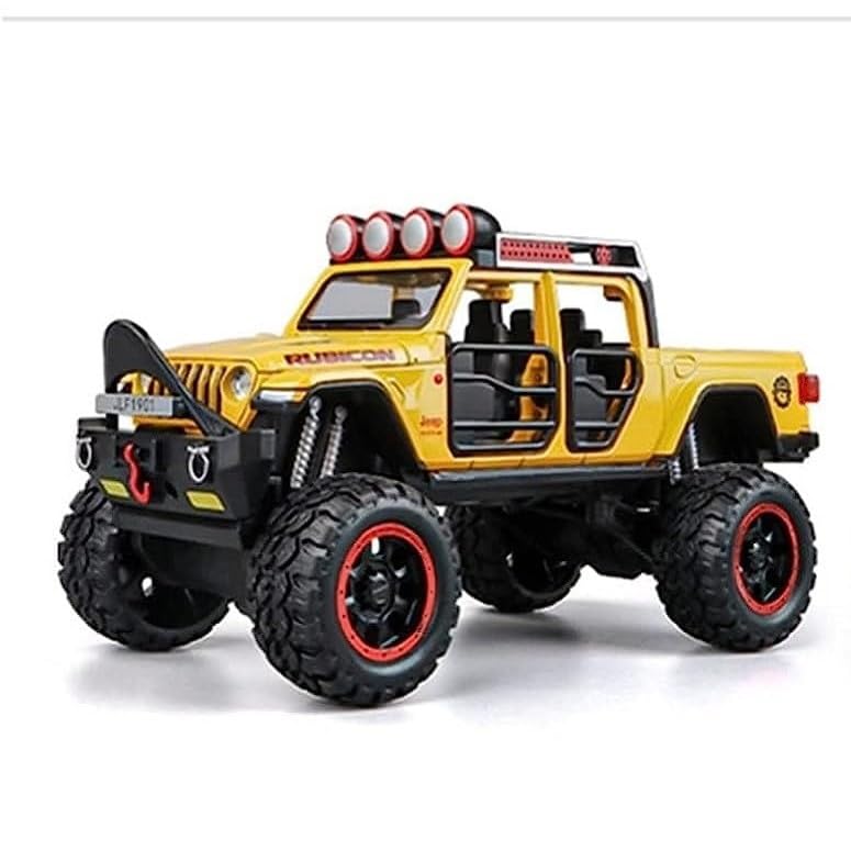 Image of New 1:32 Rubicon Diecast Alloy Metal Pull Back Car with Openable Doors Music Sound and Light Vehicle Toy Car for Kids Boys