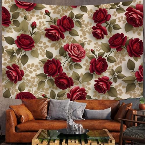 Tapisserie murales rose 3D vintage de 150x100cm en tissu imprimé