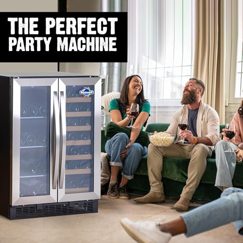 Image of ROCKWELL 87 Bottles Wine Cooler, 148L Freestanding Dual Refrigerator, Digital Temperature Control Fridge for Red, White, Champagne, or Sparkling Bottle (RWND87)