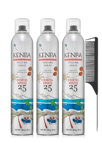 Special Edition Volume Hairspray - Super Hold Finishing Spray 25 50% VOC Coastal Breeze 10oz Includes Black Steel Comb (Pack Of 3)