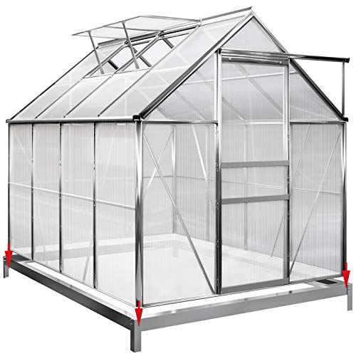 Gardebruk Serra Giardino in Alluminio 4,75m² 250x190cm 7,63m³ con Base 2 Finestre Piante Orto