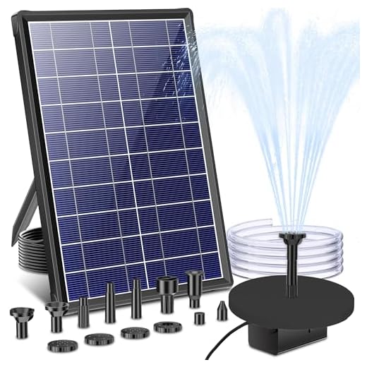 Biling 7.5W Teichpumpe Solar Brunnenpumpe mit Filter, 300 L/H Solarpumpe für Brunnen mit 1,5 m Schlauch für Solar Wasserspiel, 10 Düsen Solar Springbrunnen für Außen Garten, Teich, Wasserfall