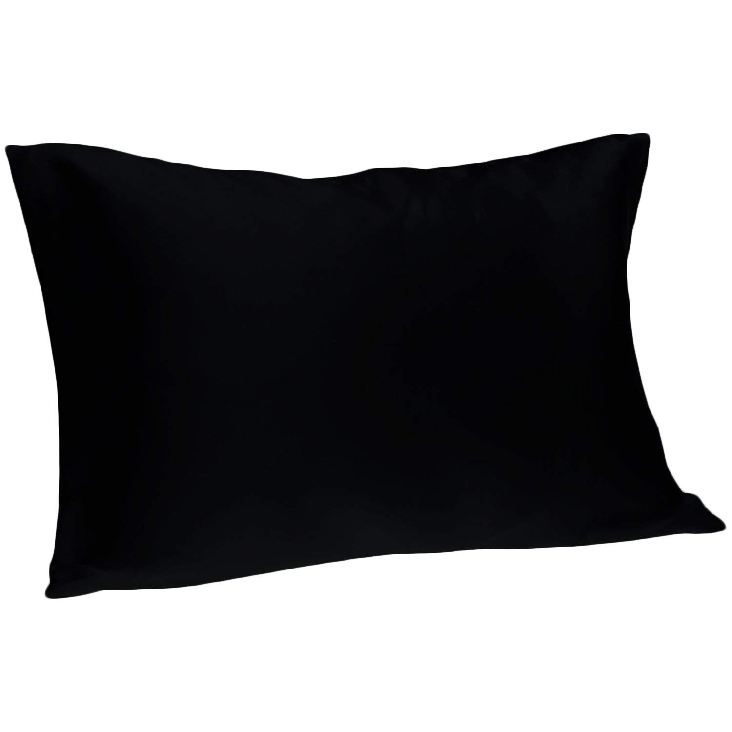 Spasilk Pure Silk Pillowcase, Charmeuse Silk Pillowcase, Hypoallergenic Pillowcase, King Sized, Black