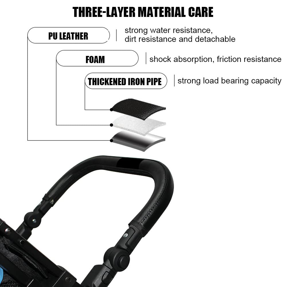 SOONHUA Passeggino del bambino Barre Paraurti in pelle PU Maniglia Passeggino Bambino Passeggino Bracciolo Universale Manubrio Comodo Bracciolo Paraurti Bar per la maggior parte dei Passegg