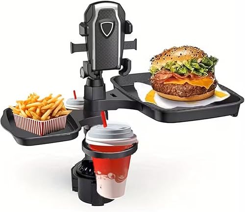Bandeja de mesa de coche 5 en 1, soporte para teléfono celular, bandeja para portavasos de automóvil, bandeja de rotación de 360 para automóvil,
