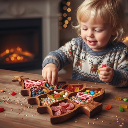 Plateau de Noël en bois en forme de sapin pour vos apéritifs festifs en famille
