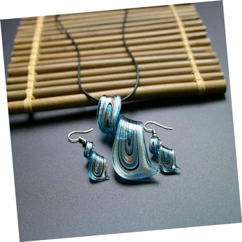 Collier doré pendentif et boucles d'oreilles bleu pour soirée - 2