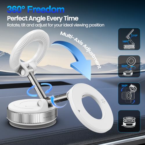 Image of Jikasho Magnetic Phone Holder for Car, Suction Cup Phone Mount for Magsafe | 360 Adjustable Vacuum Car Phone Mount, Hands-Free Phone Holders for Your Car for iPhone 17 Pro Max 16 15 14 13 12 Air Plus