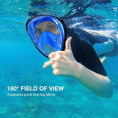 MOSFiATA Snorkel Mask, 180° Panoramic View Full Face Diving Mask Anti-Fog Anti-Leak Safety Diving with Detachable Action Camera Mount for Adults and Youth - Thumbnail 6