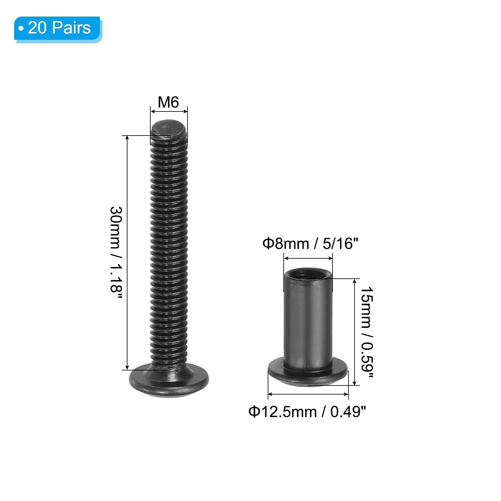 PATIKIL M6 x 30 mm Hex Chicago Screws - Image 2