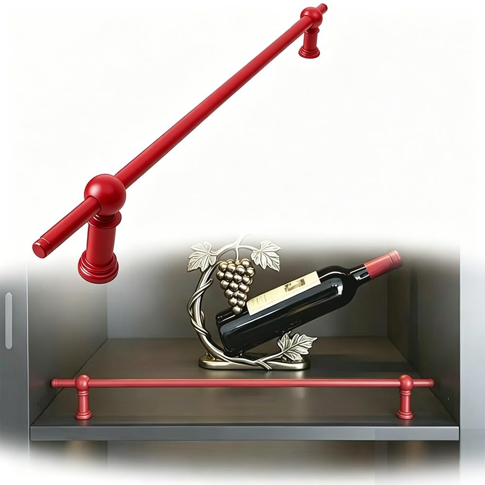 TAJMDGW Anti-Fall Shelf Guard Rail Aluminum Cabinet Fences Decorative Guardrail Bars Gallery Shelf Rail for Shelves Bookshelf Closet Shoe Rack(Red,90cm(35.5"))
