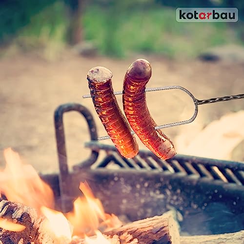 KOTARBAU® Set of 10 Marshmallow Sticks for Fire Pit - Steel - 100 cm (39.37 in) - with Wooden Handle - Toasting Forks - Barbecue Forks - U Shape Hot Dog Fork - Camping Grill Accessories - Image 3