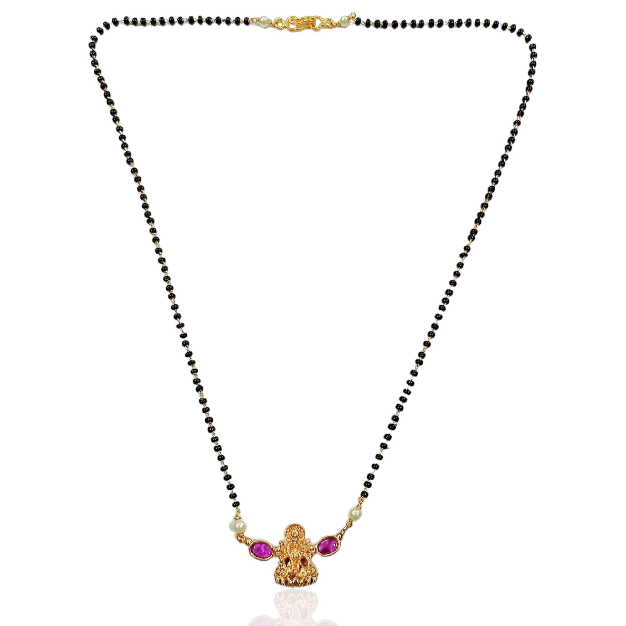 Black Beads Mangalsutra for Women Short Length Single Line Nallapusalu with Locket (Red) (B0CHPQK5W7) Amazon Price History, Amazon Price Tracker