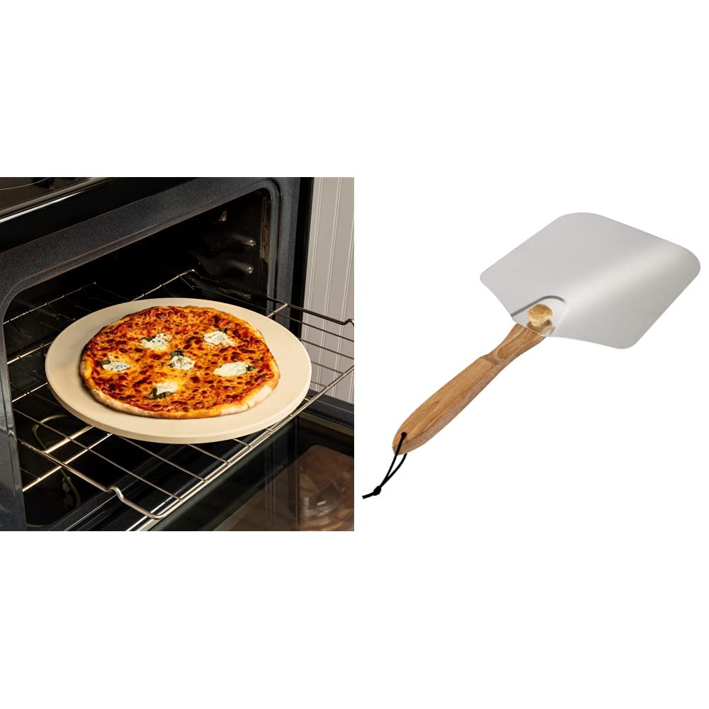 Honey-Can-Do 16" Round Pizza Stone + 12" x 14" Foldable Pizza Peel
