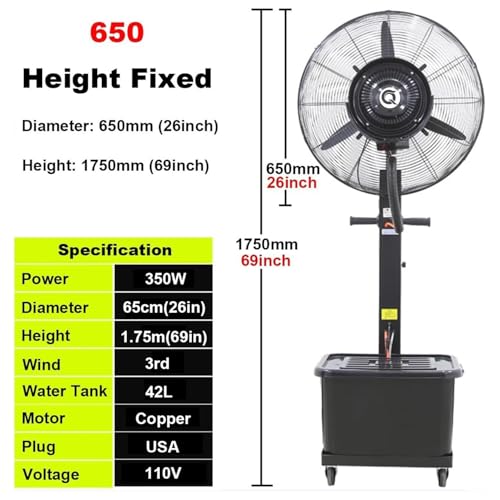 Grande ventilatore da esterno, ventilatore oscillante a piedistallo per patio, ristorante, garage, palestra e officina, ventilatore da pavimento regolabile da 66 cm