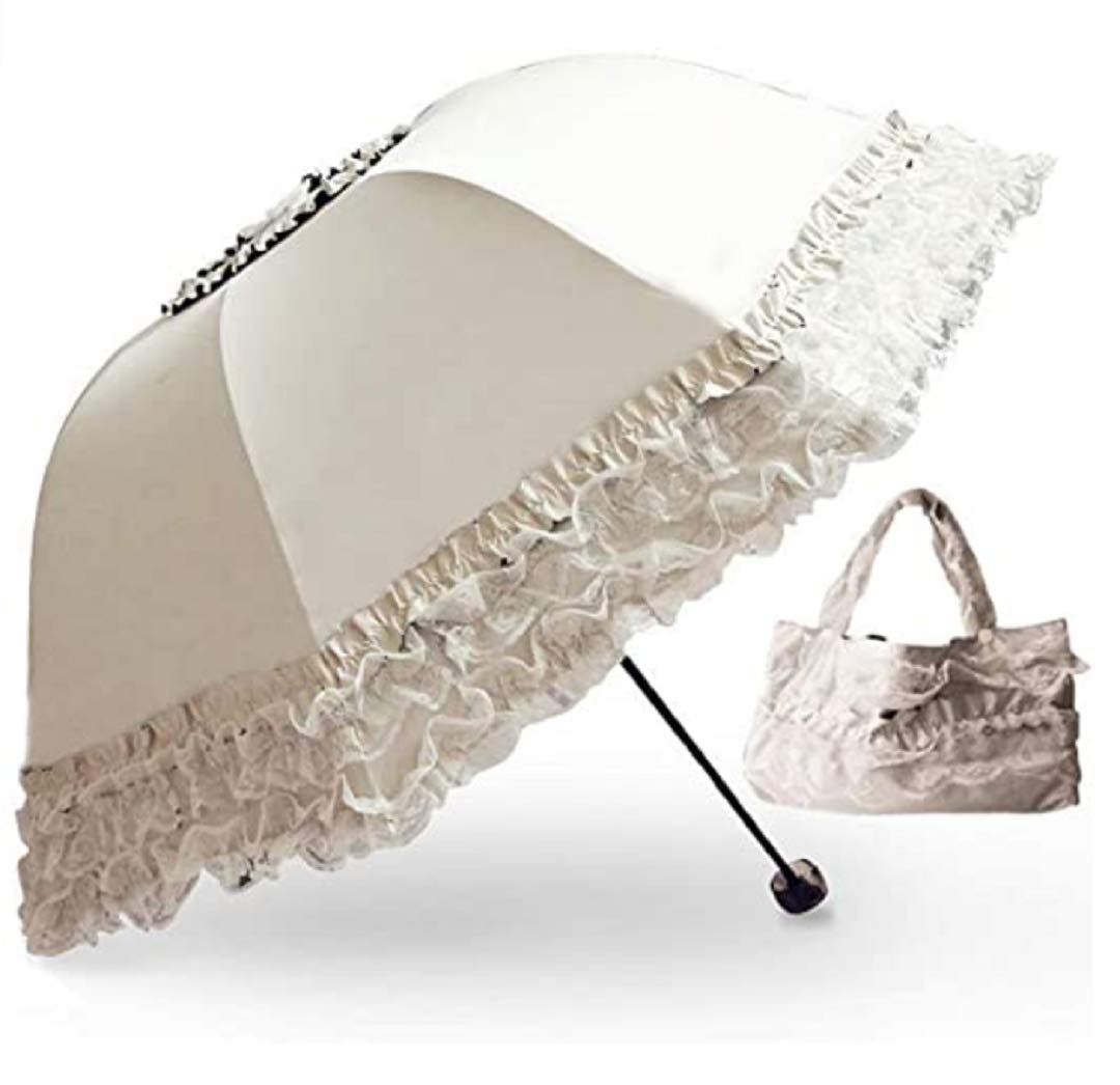 chenwenFoldable Travel Umbrella Compact UV Resistance sunshade Princess Lace Parasol Umbrella Sun Umbrella for Women Girls
