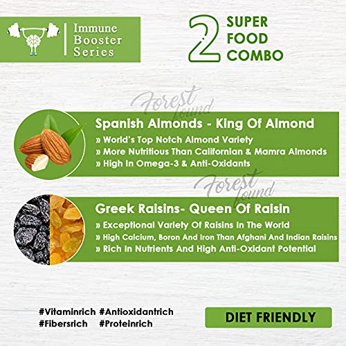 Image of Forest Found Dry Fruits Combo Spanish Almonds Greek Seedless Golden Raisins | Raw Badam & Kismis Mix | High Protein Snack for Fitness & Weight Management | Daily Nutrition (Pack 1kg -Each 500g)