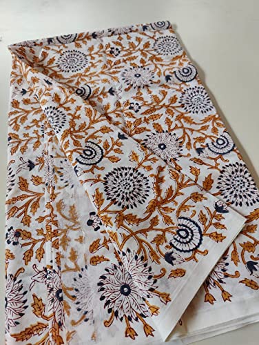 Image of Floral Printed Cotton Fabric Cloth Hand Block Print Fabric Women Material Running Jaipuri Hand Block Printed Women Dress Material Kurtis Natural 44 inch Inches Width 2.5 Meter (Pattern 27)