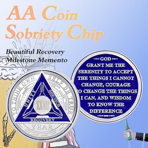 Image of Imasoner 27 Year Sobriety Coin Alcoholics Anonymous Medallion Sobriety Chip Anniversary Token Recovery Gift