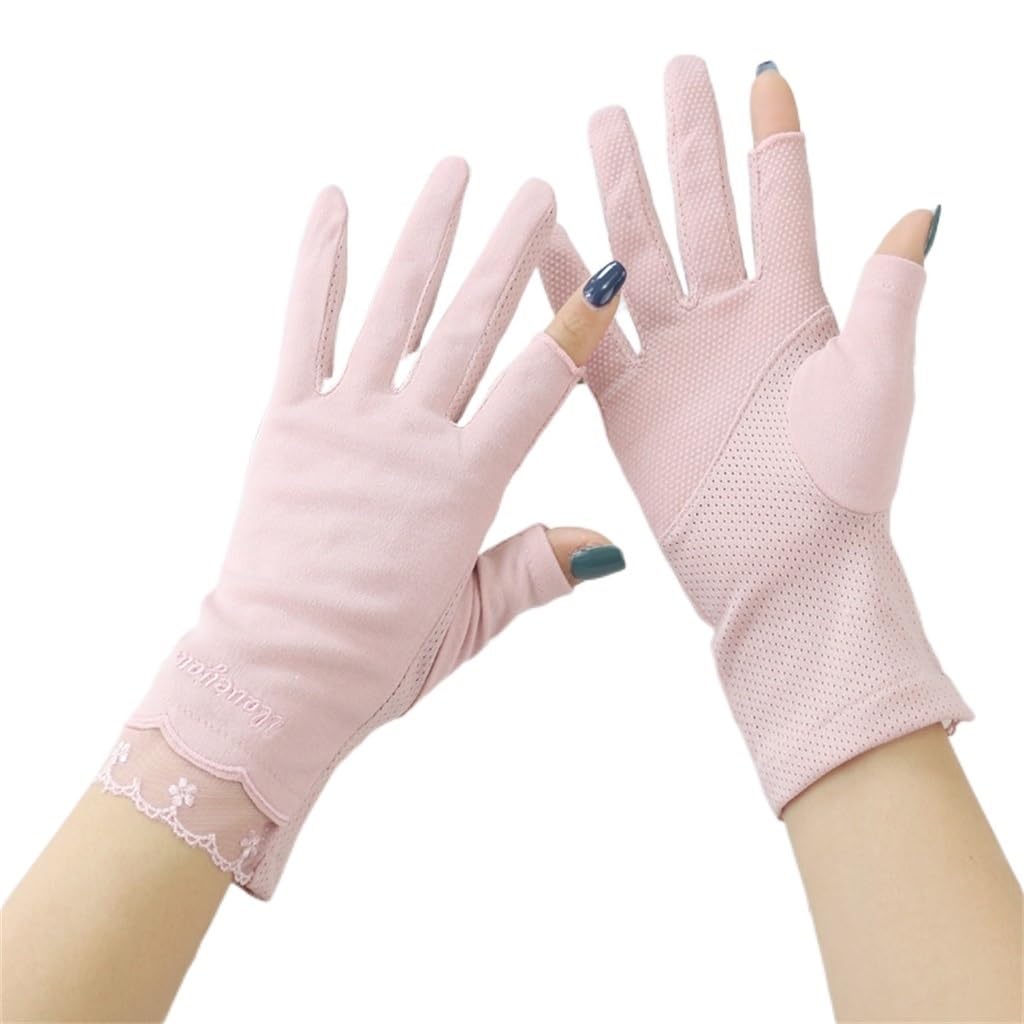 Women's Thin Driving and Riding Cotton Touch Screen Spring and Autumn Two-finger Gloves