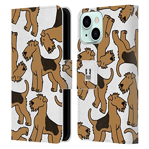 Head Case Designs Airedale Terrier Dog Breed Patterns 4 Leather Wallet Case Compatible with Apple iPhone 13 Mini