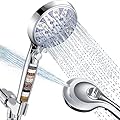 High Pressure 10-mode Detachable Shower Head with Handheld, Showerhead with ON/OFF Pause Switch, 15 Stage Water Softener Filters for Hard Water Remove Chlorine, Meet cUPC and CEC Certification