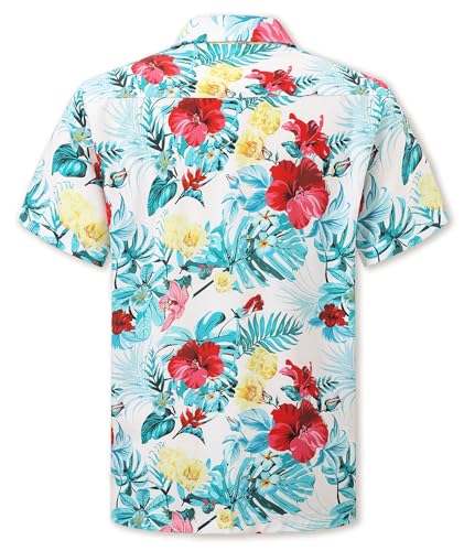 Image of Cromoncent Matching Hawaiian Outfits for Family, Dad and Son Matching Luau Beach Tropical Shirts Mommy Daughter Tropical Sets