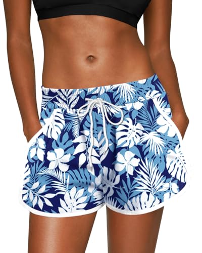 Image of For G and PL Women Summer Floral Beach Boardshorts with Pockets Swim Trunks