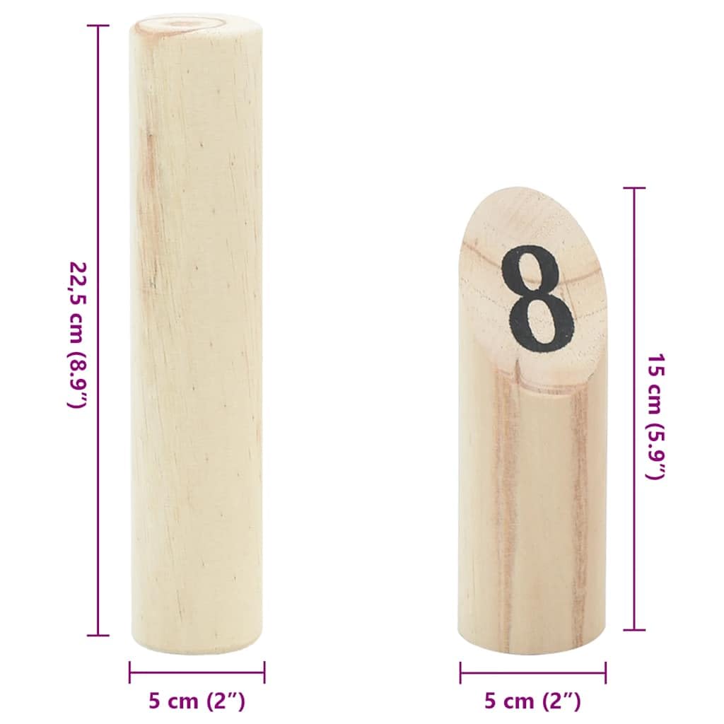 Kubb - Juego de 13 piezas de madera de pino maciza con bolsa de transporte, juego de jardín al aire libre, juego de lanzamiento y juego de habilidad, ideal para reuniones familiares, camping