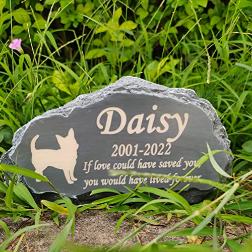 MARYTUMM Personalized Pet Memorial Stone, Custom Dog Memorial Stone, Cat Memorial Stone by Waterproof Resin, Dog Loss Gift